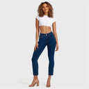 N.O.W® Denim - High Waisted - Kick Flare - Dark Blue + Yellow Stitching