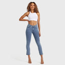N.O.W® Denim - High Waisted - Kick Flare - Light Blue + Yellow Stitching