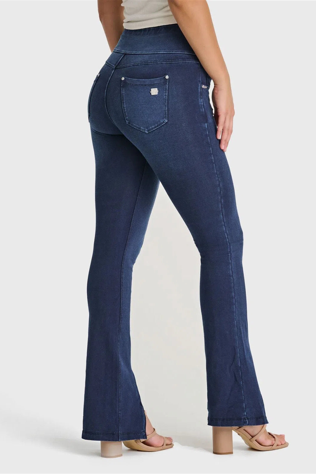 N.O.W® Denim - High Waisted - Petite Flare - Dark Blue + Blue Stitching 2