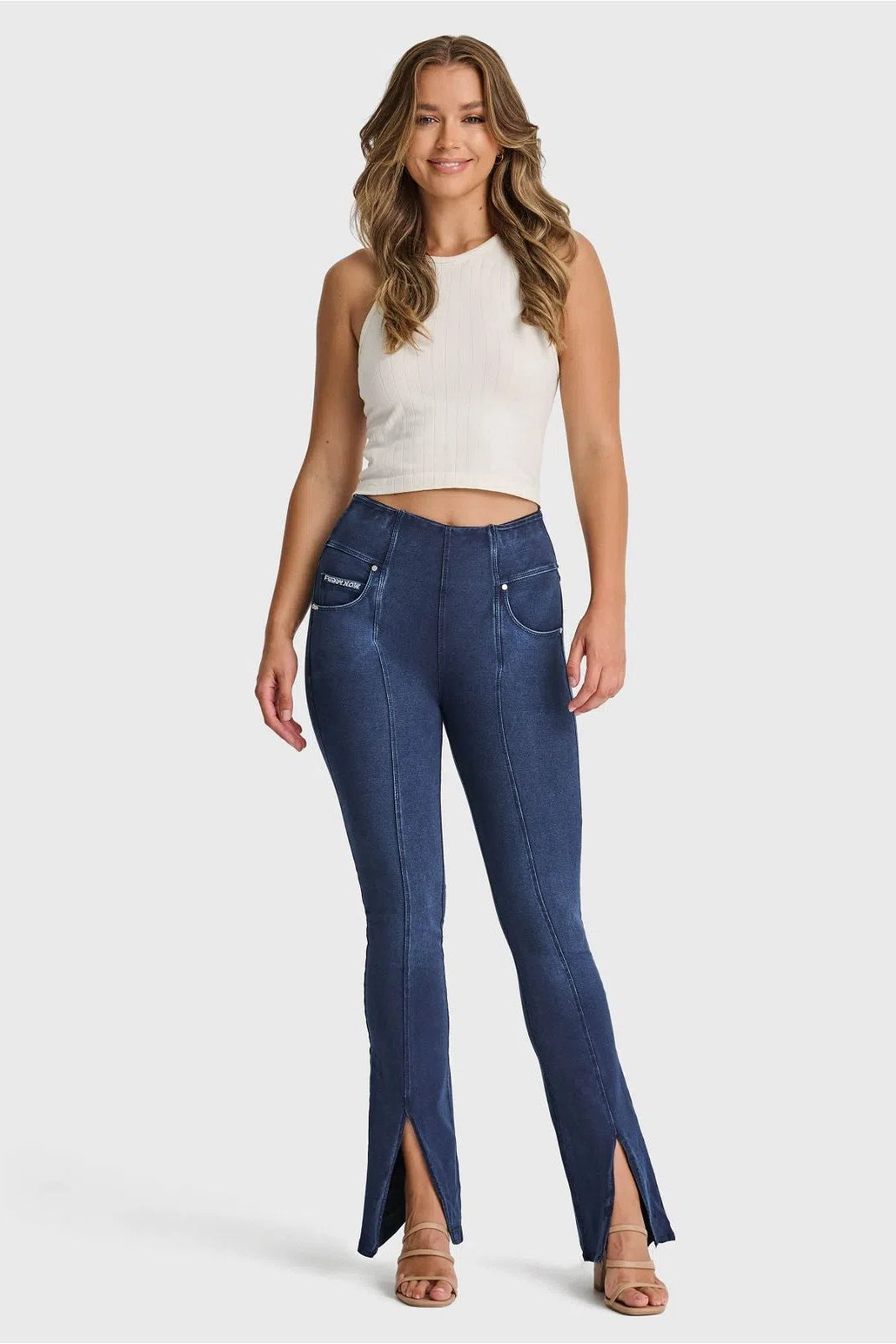 N.O.W® Denim - High Waisted - Petite Flare - Dark Blue + Blue Stitching 3