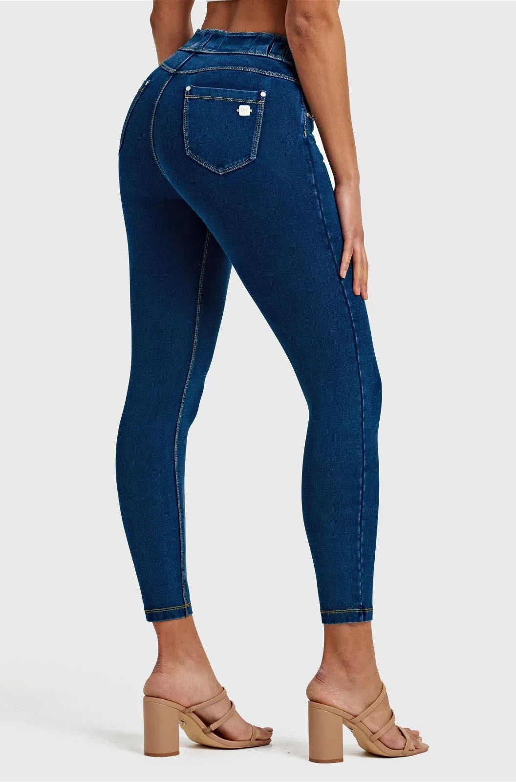 N.O.W® Denim - High Waisted - Petite Length - Dark Blue + Yellow Stitching