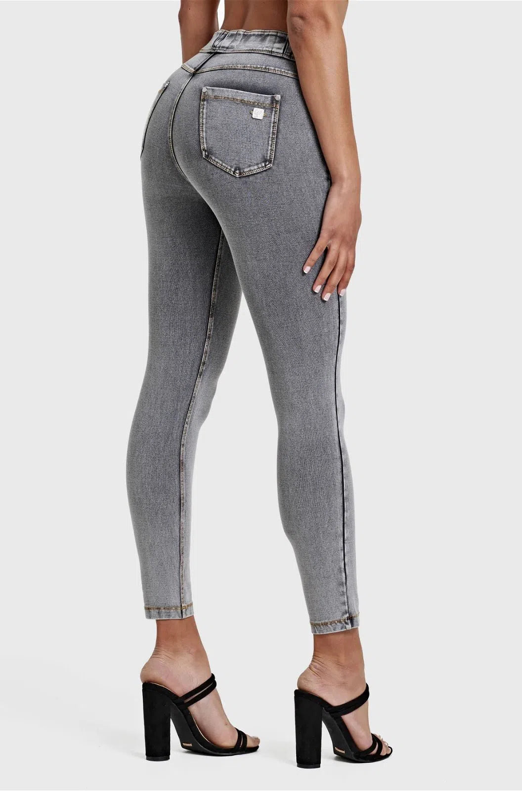 N.O.W® Denim - High Waisted - Petite Length - Grey + Yellow Stitching