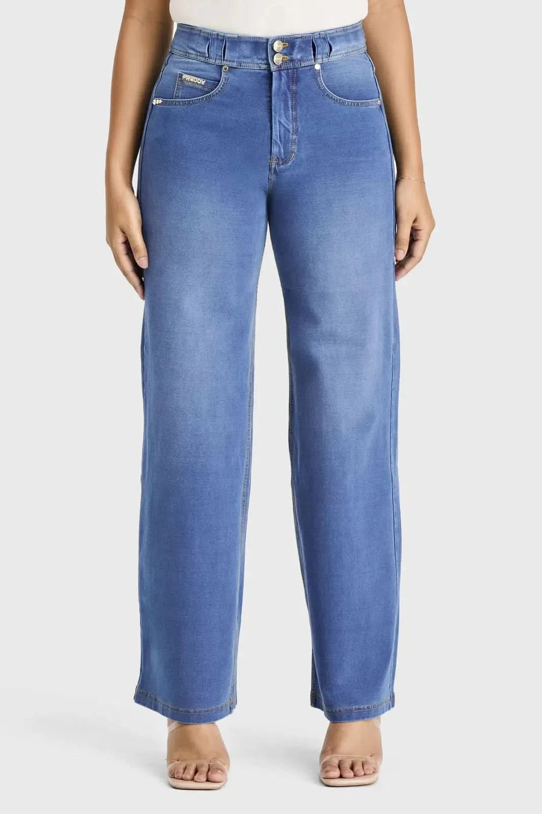 デニム・ジーパン Golden High-Waisted Straight-Leg Jeans In Light Blue N.O.W® Denim Limited Edition - High Waisted - Wide Leg