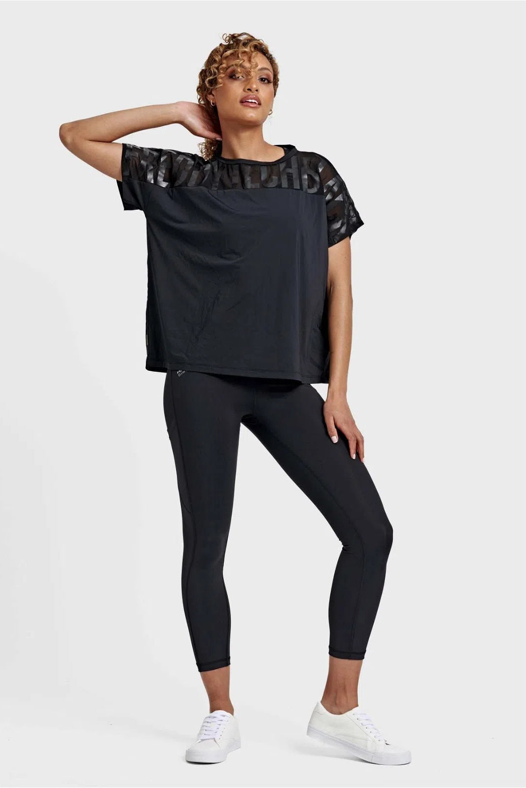 Oversized Mesh Insert Top - Black 3