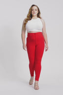 WRUP Curvy Fashion - Zip High Waisted - Petite Length - Red