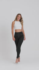 WRUP Denim - High Waisted - Full Length - Black + White Stitching