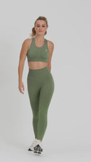 Seamless Active Leggings - High Waisted - Petite Length - Military Green