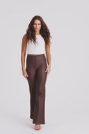 WRUP Faux Leather - Super High Waisted - Super Flare - Chocolate