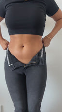N.O.W® Denim Limited Edition - High Waisted - Kick Flare - Black + Black Stitching