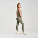 Seamless Active Leggings - High Waisted - Petite Length - Military Green