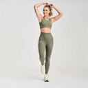 Seamless Active Leggings - High Waisted - Petite Length - Military Green