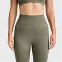 Seamless Active Leggings - High Waisted - Petite Length - Military Green