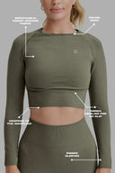 Seamless Cropped Long Sleeved - Military Green