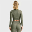 Seamless Cropped Long Sleeved - Military Green