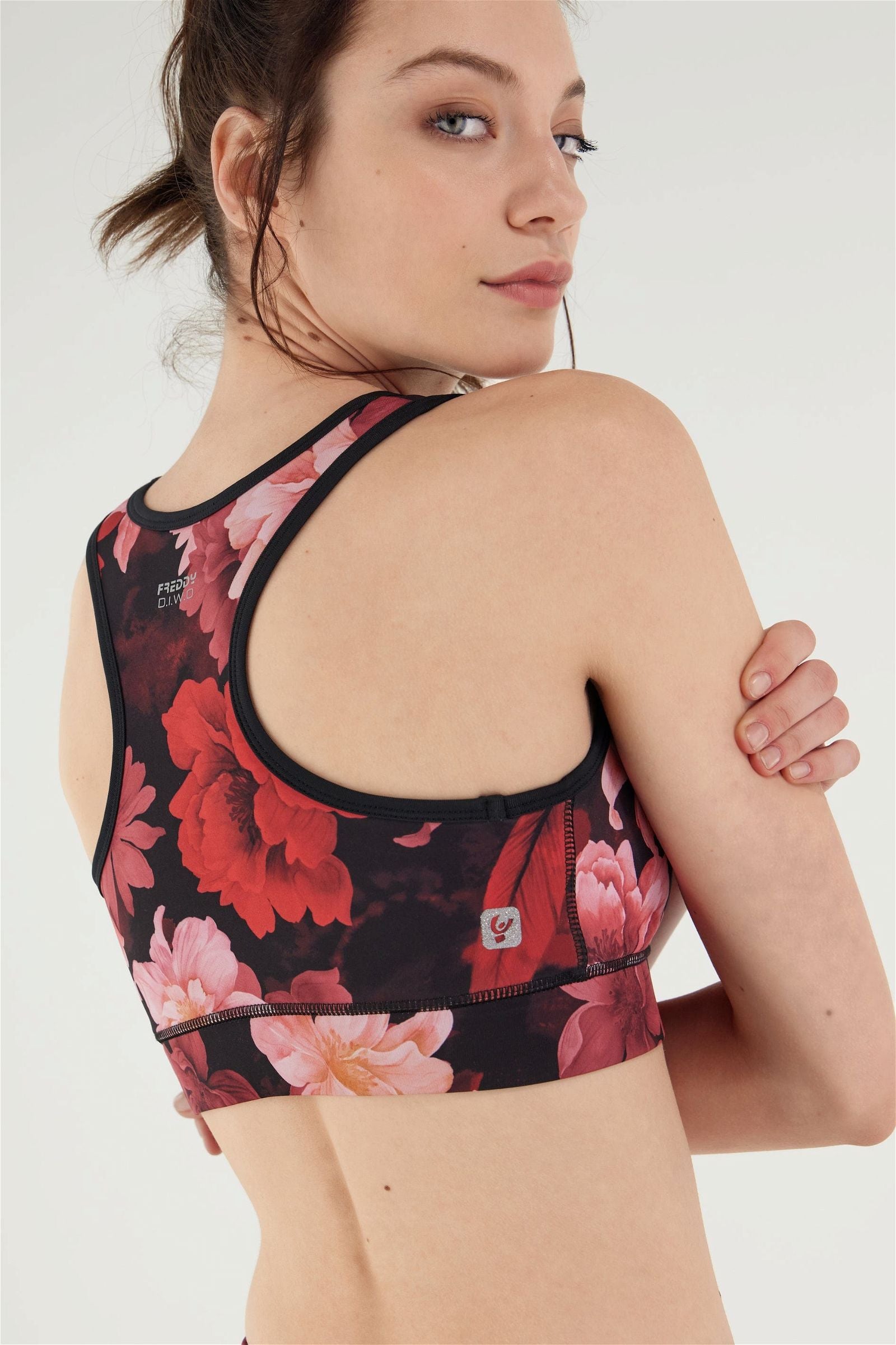 Sports Bra Allover Flower Print - Bordeaux 2