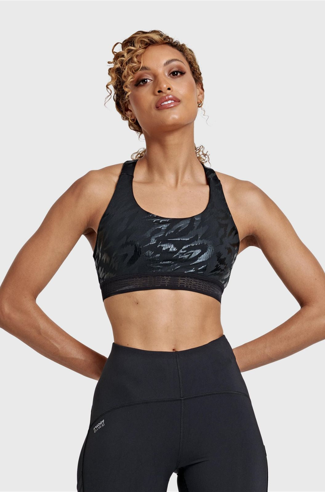 Sports Bra Tonal Zebra Print - Black