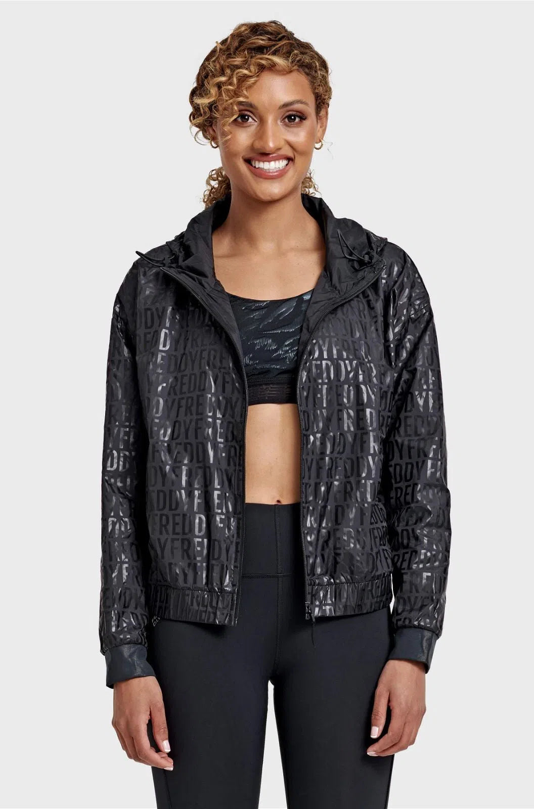 Sports Jacket with Freddy Print - Black