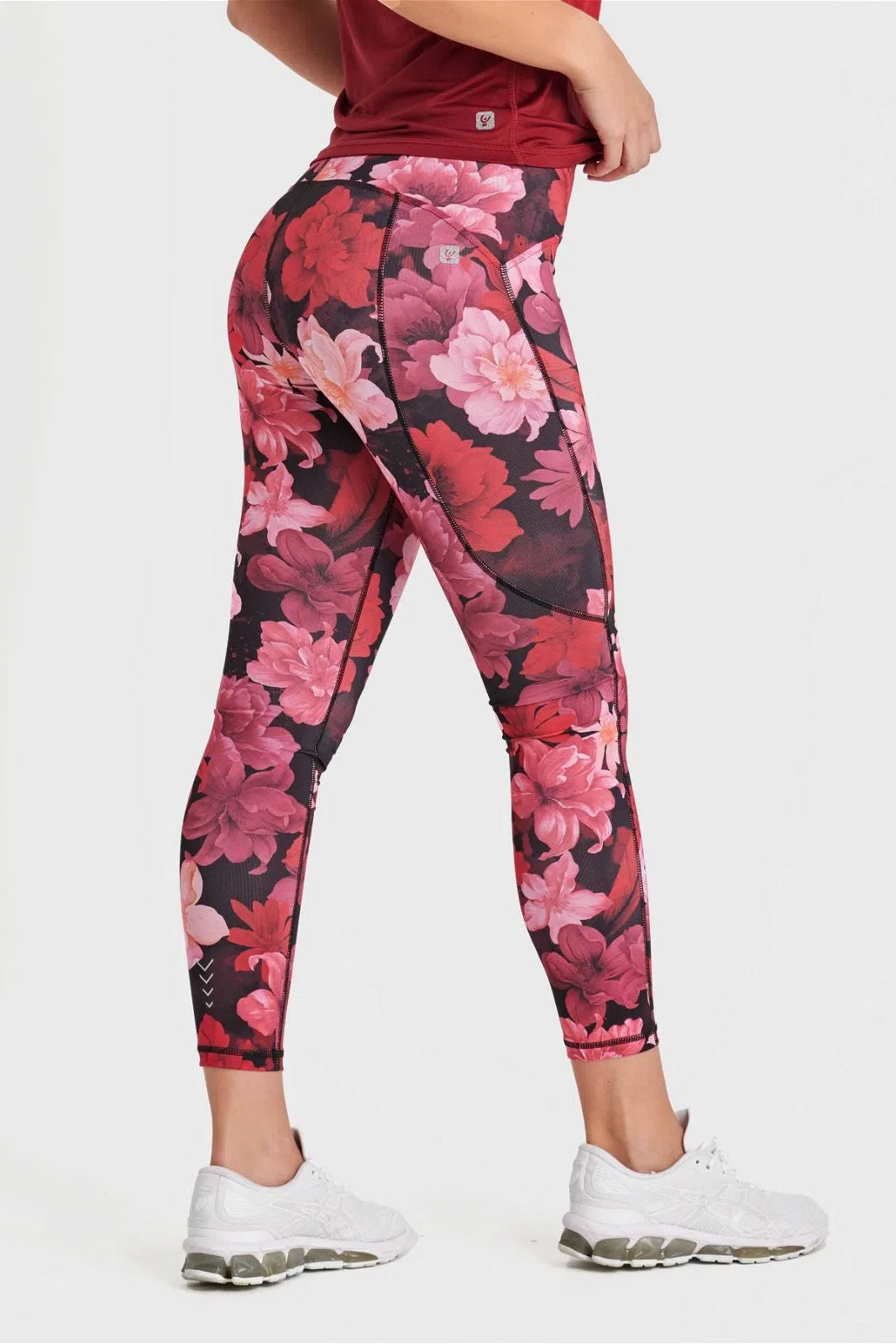 Estampado de flores en toda la prenda Superfit - Talle súper alto - Longitud pequeña - Burdeos  2