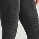 WRUP Biker Denim - Super High Waisted - Petite Length - Black + Black Stitching
