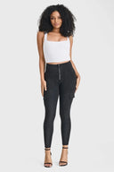 WRUP Cargo Denim - High Waisted - Petite Length - Black + Black Stitching