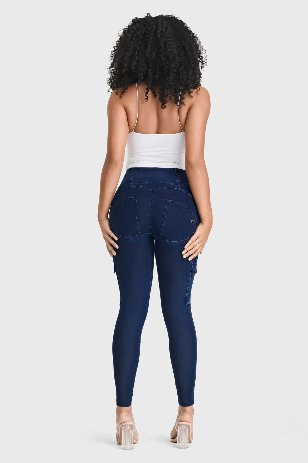 WR.UP® Cargo Denim - High Waisted - Petite Length - Dark Blue + Blue Stitching 3