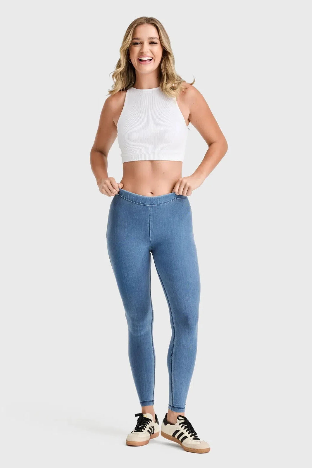 WRUP Core Denim - Mid Rise - Petite Length - Light Blue + Blue Stitching 2