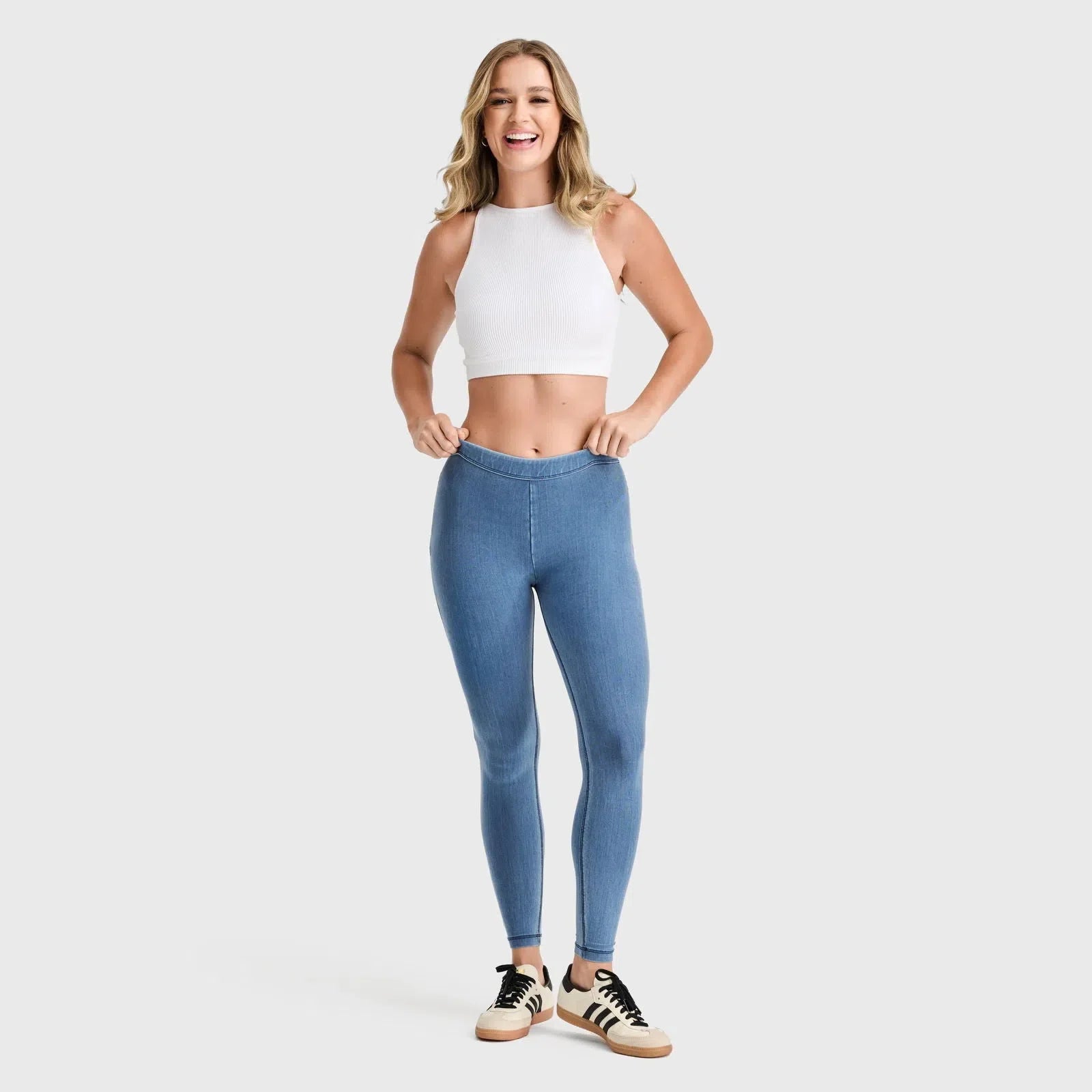 WRUP Core Denim - Mid Rise - Petite Length - Light Blue + Blue Stitching 2