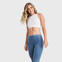 WRUP Core Denim - Mid Rise - Petite Length - Light Blue + Blue Stitching