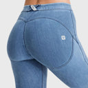 WRUP Core Denim - Mid Rise - Petite Length - Light Blue + Blue Stitching