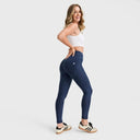 WRUP Core Denim - Super High Waisted - Petite Length - Dark Blue + Blue Stitching
