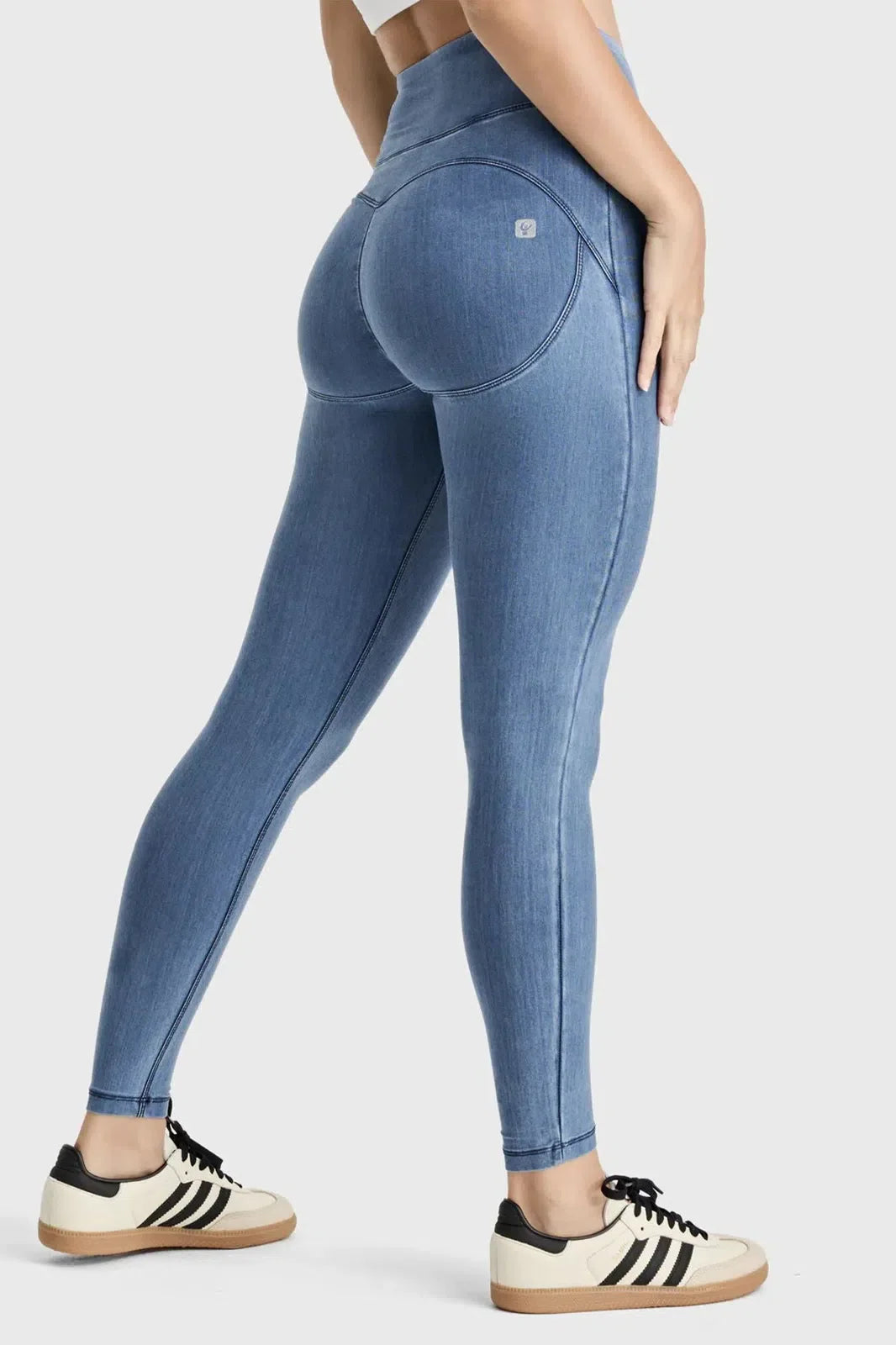 WRUP Core Denim - Super High Waisted - Petite Length - Light Blue + Blue Stitching 2