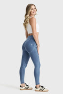 WRUP Core Denim - Super High Waisted - Petite Length - Light Blue + Blue Stitching