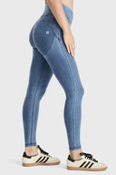 WRUP Core Denim - Super High Waisted - Petite Length - Light Blue + Blue Stitching