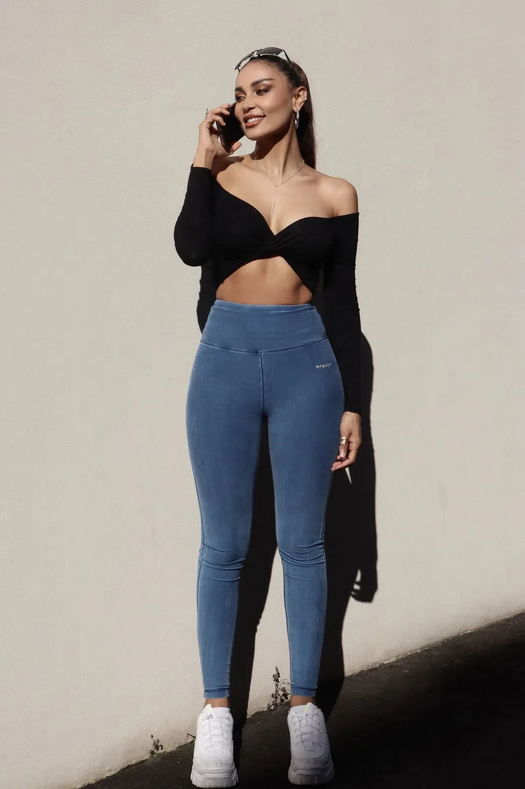 WRUP Core Denim - Super High Waisted - Petite Length - Light Blue + Blue Stitching 1