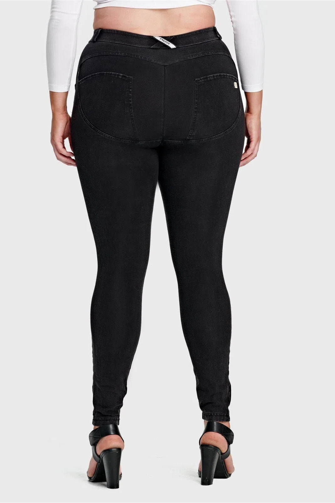 WR.UP® Curvy Denim - Cintura alta - Largo completo - Negro + costuras negras  3