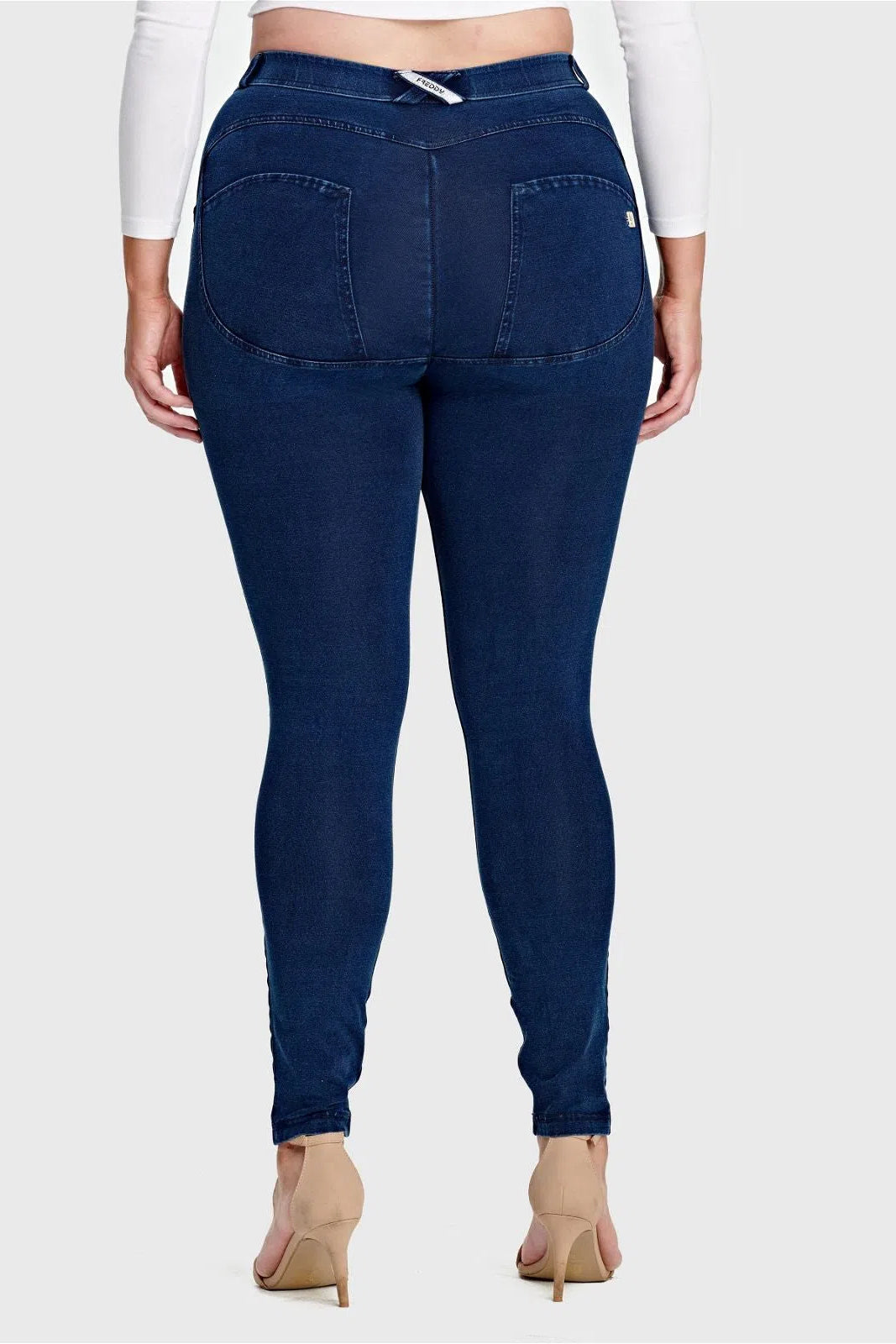 WR.UP® Curvy Denim - Cintura alta - Largo completo - Azul oscuro + Costuras azules  3