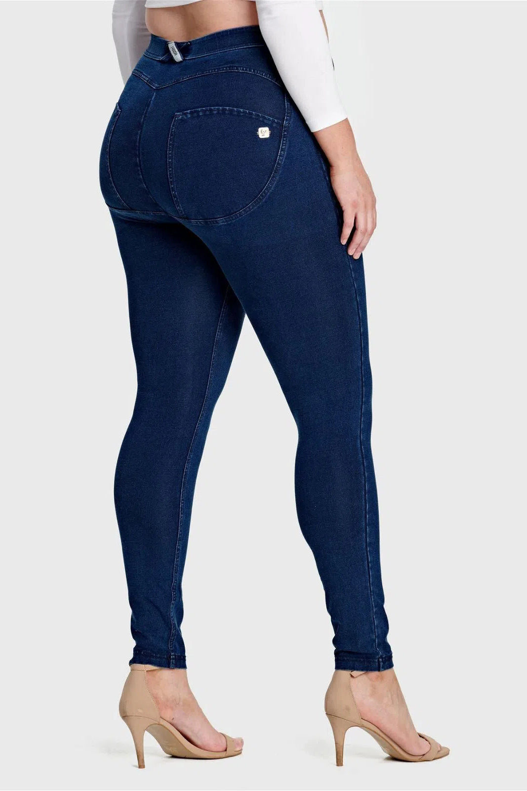 WR.UP® Curvy Denim - High Waisted - Full Length - Dark Blue + Blue Stitching 1