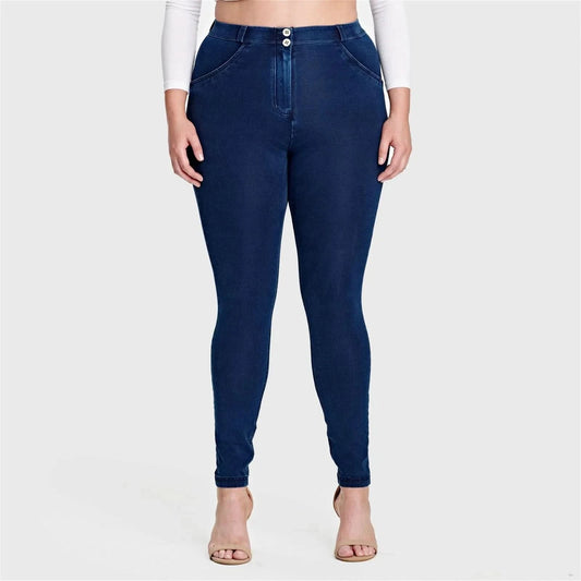 WRUP Curvy Denim - High Waisted - Full Length - Dark Blue + Blue Stitching