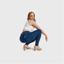 WRUP Curvy Denim - High Waisted - Full Length - Dark Blue + Yellow Stitching