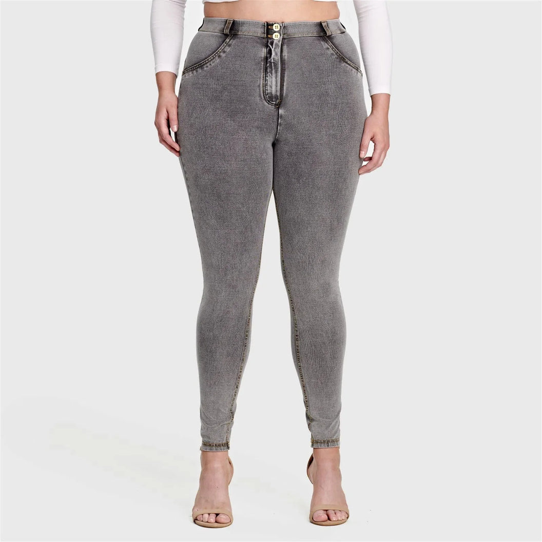 Grey + Yellow Stitching High Waisted Full Length WRUP Curvy
