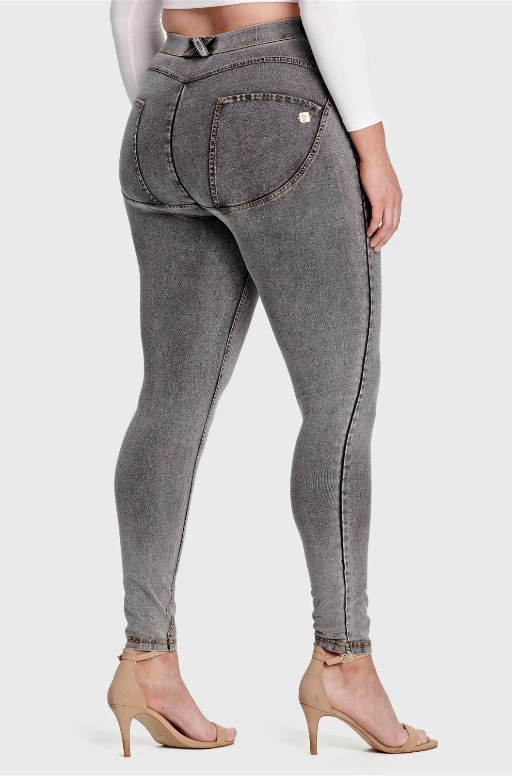 WR.UP® Curvy Denim - High Waisted - Full Length - Grey + Yellow Stitching