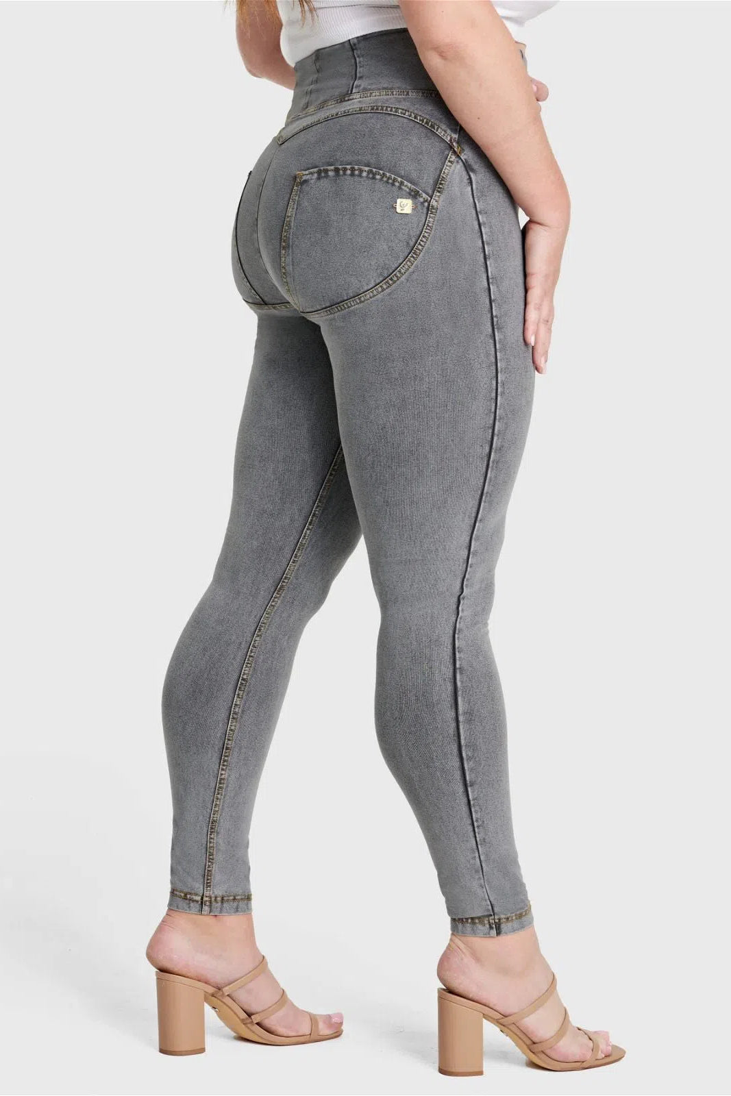 WR.UP® Curvy Denim - Zip High Waisted - Full Length - Gray + Yellow Stitching 1