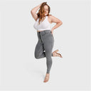 WRUP Curvy Denim - Zip High Waisted - Full Length - Gray + Yellow Stitching
