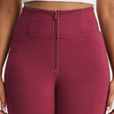 WRUP Curvy Fashion - Zip High Waisted - Full Length - Burgundy