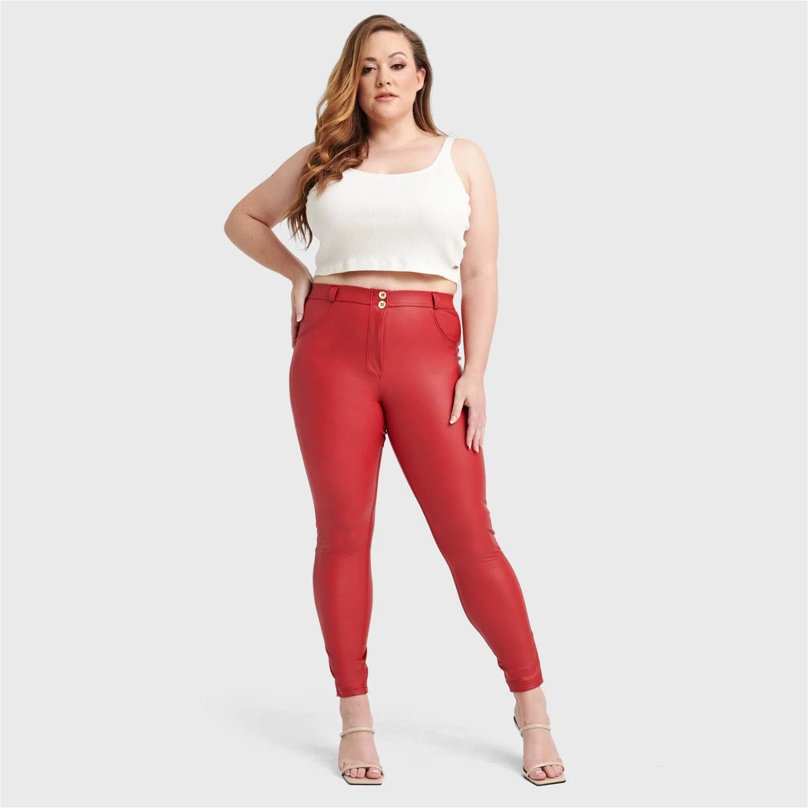 WR.UP® Curvy Faux Leather - High Waisted - Full Length - Red 2