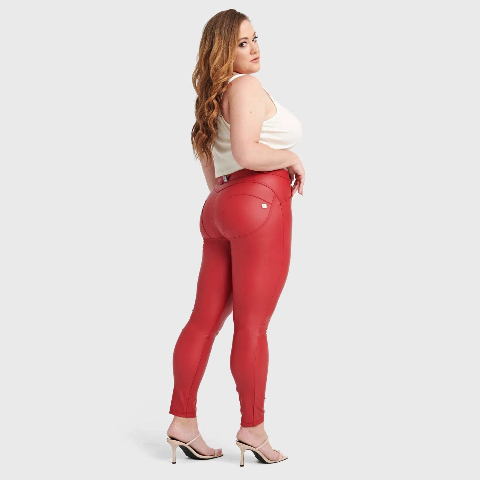 WR.UP® Curvy Faux Leather - High Waisted - Full Length - Red 3