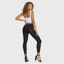WRUP Denim - 3 Button High Waisted - Petite Length - Black + Black Stitching