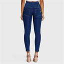 WRUP Denim - 3 Button High Waisted - Petite Length - Dark Blue + Yellow Stitching