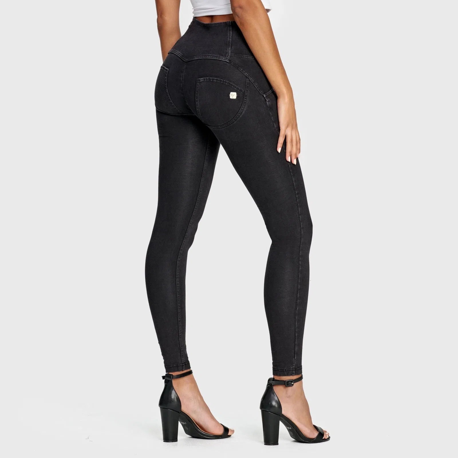 WR.UP® Denim - 3 Button High Waisted - Full Length - Black + Black Stitching 3