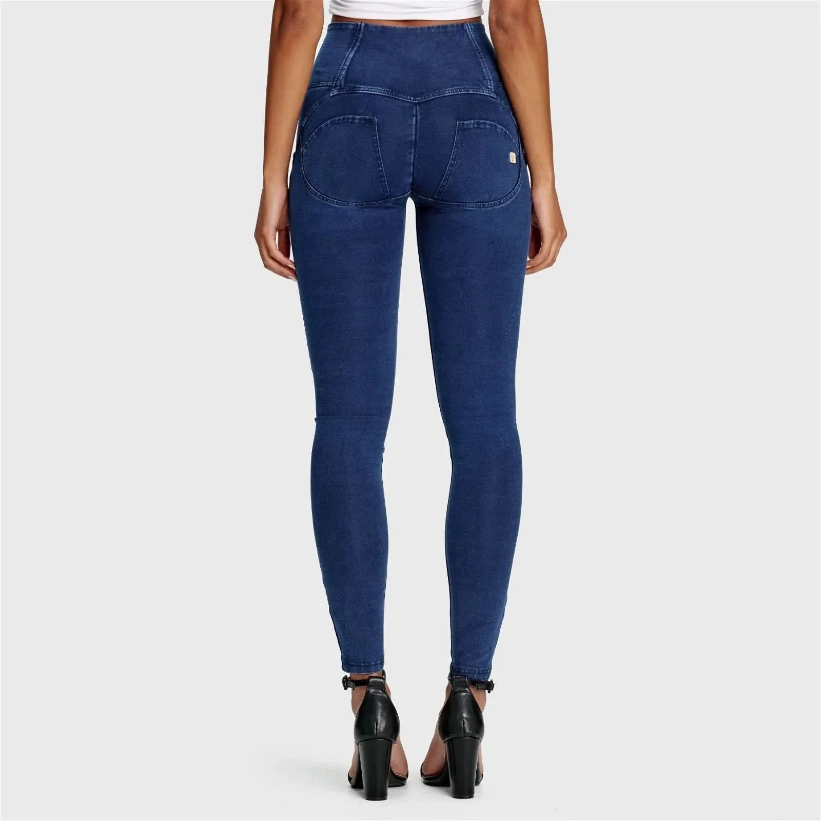 WRUP Denim - 3 Button High Waisted - Full Length - Dark Blue